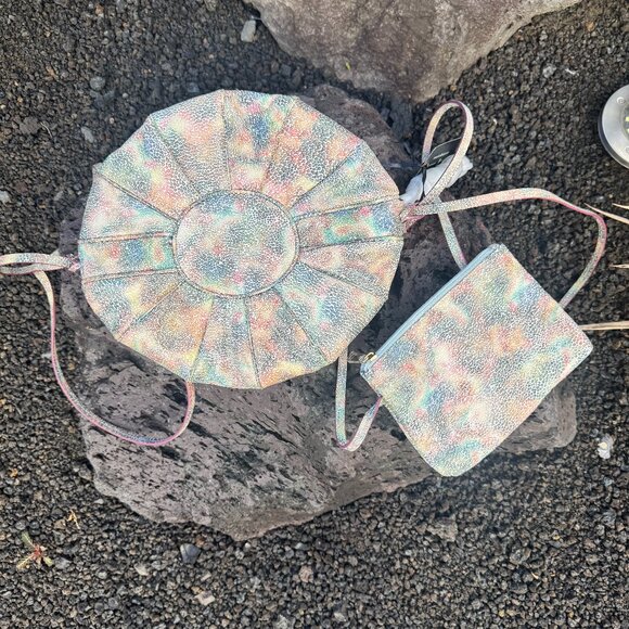NEW Original by Sharif 1827 Pastel Fan Round Crossbody/Shoulder Bag with Wallet - Picture 1 of 12